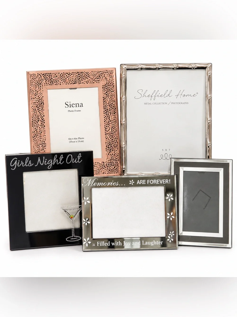 Set of 5 Picture Frames Silver Rose Gold Black Tabletop Gallery Wall Decor